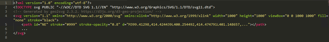 Projected SVG file generated through Command-line Cartography